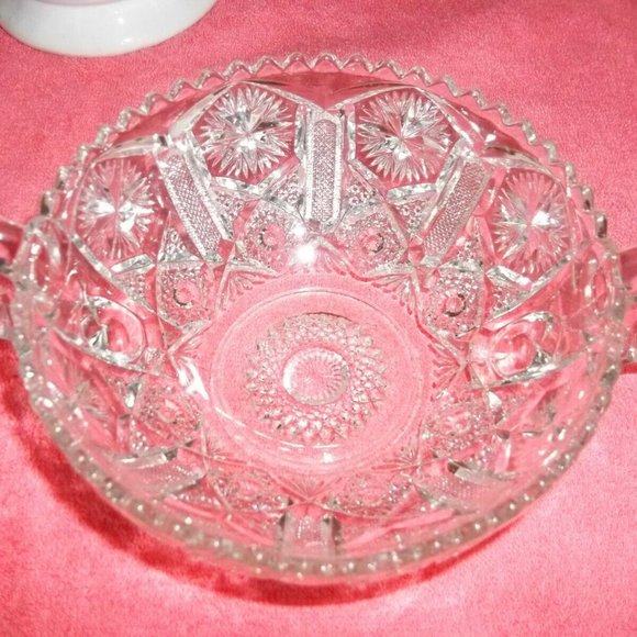 unknown Other - BEAUTIFUL HEAVY CANDY DISH WITH HANDLES 7" WIDE